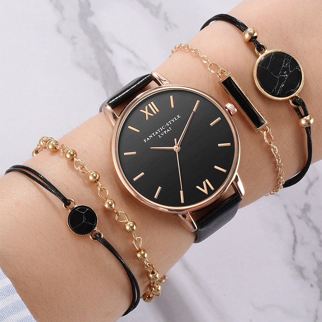 RELOJ CUARZO LUXURY + 4 PULSERAS